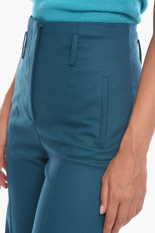 Pantaloni Straight Fit a 2 Pinces in Lana