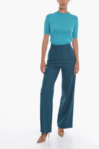 Pantaloni Straight Fit a 2 Pinces in Lana