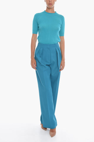 Pantaloni a Gamba Ampia con Pinces