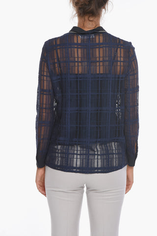 Meshed-cotton Shirt with Beaded Details