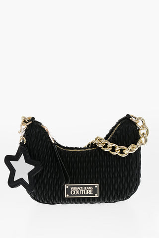 JEANS COUTURE Quilted Faux Leather Shoulder Bag with Removable Mirror Charm