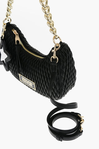 JEANS COUTURE Quilted Faux Leather Shoulder Bag with Removable Mirror Charm