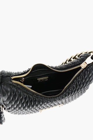 JEANS COUTURE Quilted Faux Leather Shoulder Bag with Removable Mirror Charm