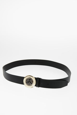 JEANS COUTURE Leather Belt with Metal Logoed Buckle 35mm