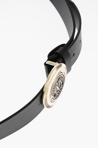JEANS COUTURE Leather Belt with Metal Logoed Buckle 35mm