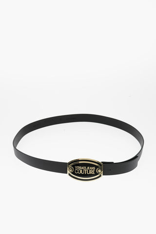 JEANS COUTURE Leather Belt with 30mm Maxi Logo Buckle
