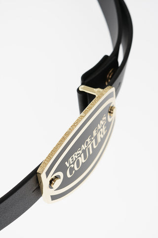 JEANS COUTURE Leather Belt with 30mm Maxi Logo Buckle