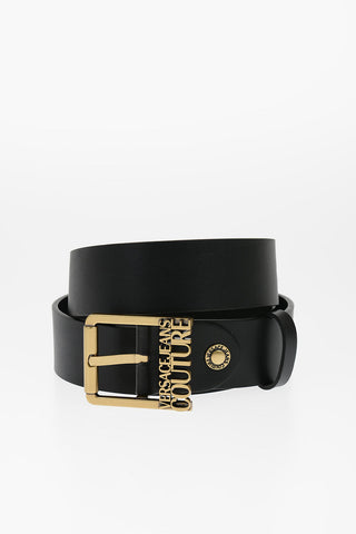 JEANS COUTURE Leather Belt with Golden Buckle 40mm