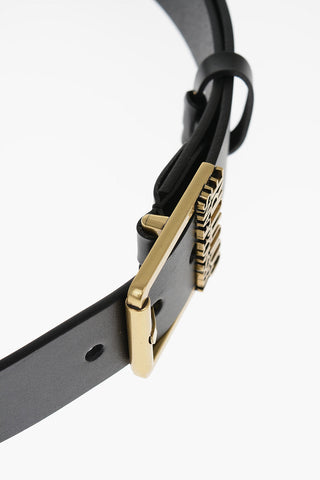 JEANS COUTURE Leather Belt with Golden Buckle 40mm