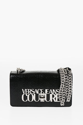 JEANS COUTURE Python Effect Faux Leather Crossbody Bag with Turn Lock Closure