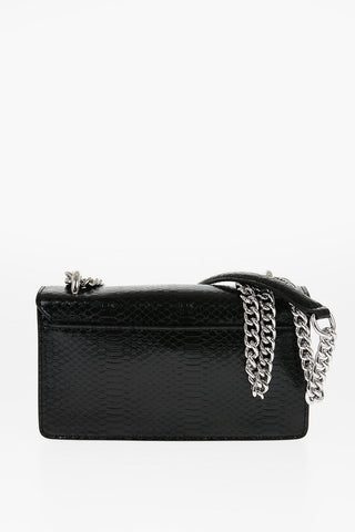 JEANS COUTURE Python Effect Faux Leather Crossbody Bag with Turn Lock Closure