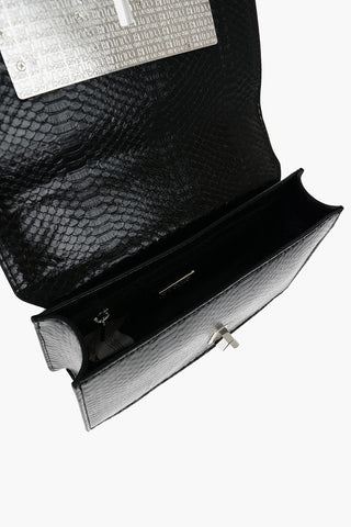 JEANS COUTURE Python Effect Faux Leather Crossbody Bag with Turn Lock Closure