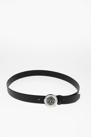 JEANS COUTURE Leather Belt with Metal Logoed Buckle 35mm