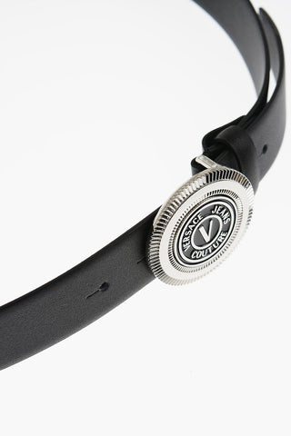 JEANS COUTURE Leather Belt with Metal Logoed Buckle 35mm