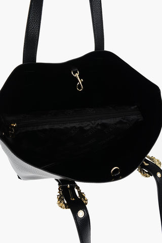 JEANS COUTURE Textured Faux Leather Tote Bag with Golden Buckles
