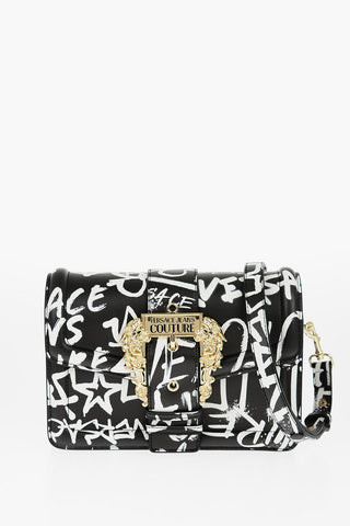 JEANS COUTURE Borsa a Spalla in Ecopelle Stampata con Maxi Fibbia Dorata