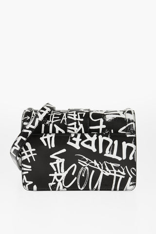 JEANS COUTURE Borsa a Spalla in Ecopelle Stampata con Maxi Fibbia Dorata