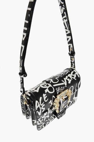 JEANS COUTURE Borsa a Spalla in Ecopelle Stampata con Maxi Fibbia Dorata