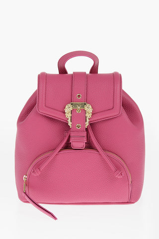 JEANS COUTURE Textured Faux Leather Backpack with Baroque Buckle