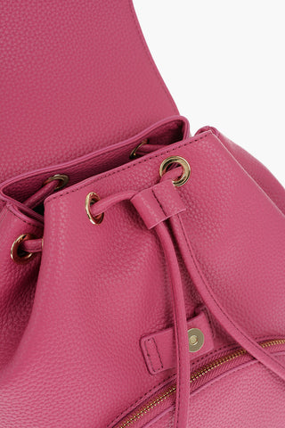 JEANS COUTURE Textured Faux Leather Backpack with Baroque Buckle