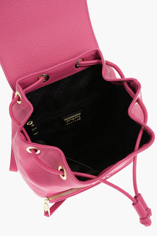 JEANS COUTURE Textured Faux Leather Backpack with Baroque Buckle