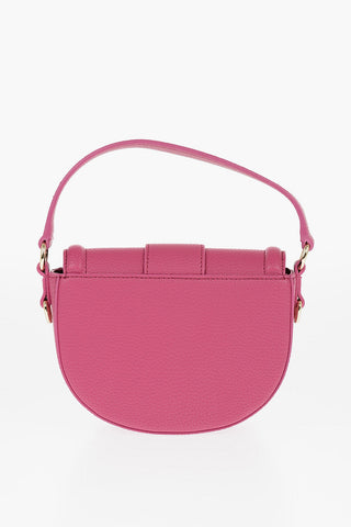 JEANS COUTURE Textured Faux Leather Saddle Bag with Maxi Golden Buckle