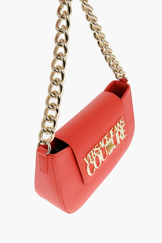 JEANS COUTURE Faux Leather Shoulder Bag with Golden Chain and Turn Lock Closure