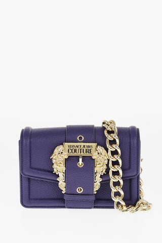 JEANS COUTURE Borsa a Tracolla in Ecopelle Martellata con Maxi Fibbia Dorata