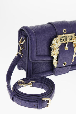 JEANS COUTURE Borsa a Tracolla in Ecopelle Martellata con Maxi Fibbia Dorata