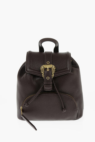 JEANS COUTURE Textured Faux Leather Backpack with Baroque Buckle