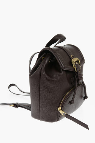 JEANS COUTURE Textured Faux Leather Backpack with Baroque Buckle