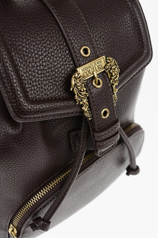 JEANS COUTURE Textured Faux Leather Backpack with Baroque Buckle