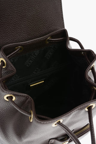 JEANS COUTURE Textured Faux Leather Backpack with Baroque Buckle