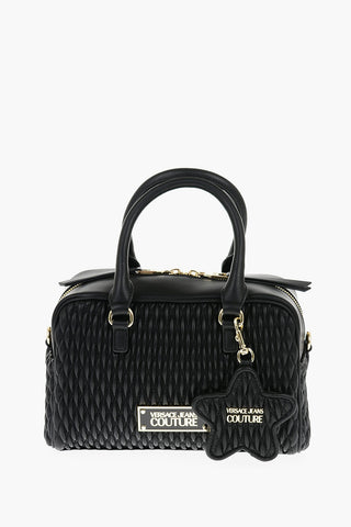 JEANS COUTURE Quilted Faux Leather Bowler Bag with Golden Details