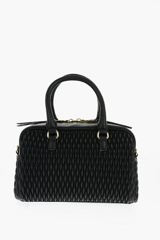 JEANS COUTURE Quilted Faux Leather Bowler Bag with Golden Details