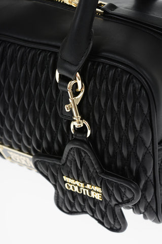 JEANS COUTURE Quilted Faux Leather Bowler Bag with Golden Details