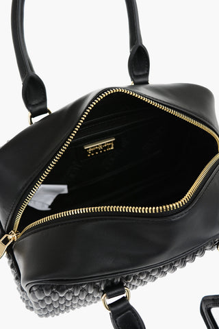 JEANS COUTURE Quilted Faux Leather Bowler Bag with Golden Details