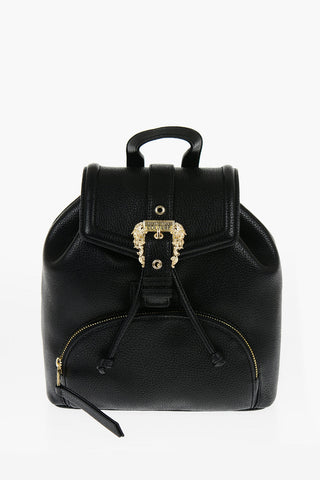 JEANS COUTURE Textured Faux Leather Backpack with Baroque Buckle