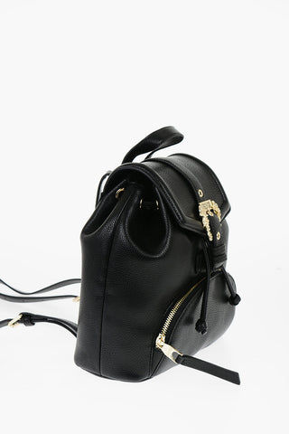 JEANS COUTURE Textured Faux Leather Backpack with Baroque Buckle
