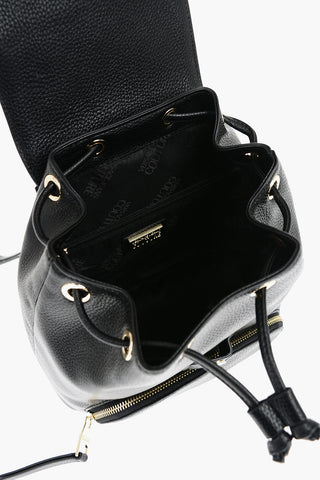 JEANS COUTURE Textured Faux Leather Backpack with Baroque Buckle