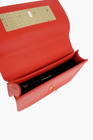 LOVE Borsa a Tracolla in Ecopelle con Logo Dorato e Chiusura Turn Lock