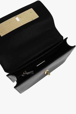 LOVE Borsa a Tracolla in Ecopelle con Logo Dorato e Chiusura Turn Lock