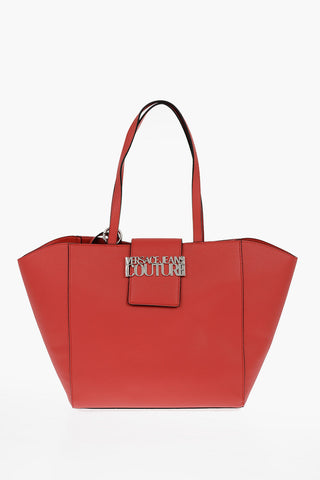 JEANS COUTURE Borsa Tote in Ecopelle Martellata con Logo Argentato e Pouch Abbinato