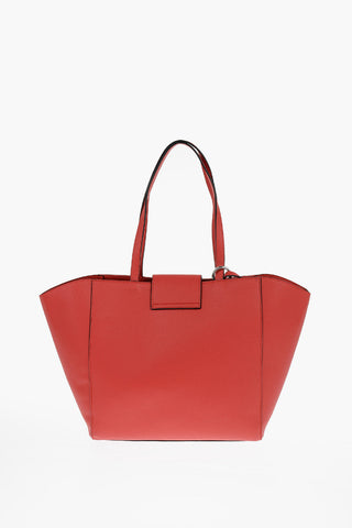 JEANS COUTURE Borsa Tote in Ecopelle Martellata con Logo Argentato e Pouch Abbinato
