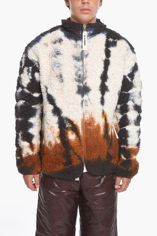 Front Zipped Teddy Sweatshirt with Tie Dye Motif