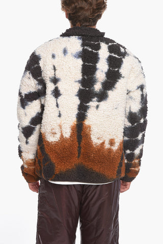 Front Zipped Teddy Sweatshirt with Tie Dye Motif