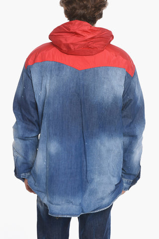 Giubbotto In Jeans Imbottito Con Cappuccio