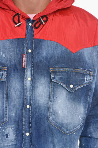 Giubbotto In Jeans Imbottito Con Cappuccio