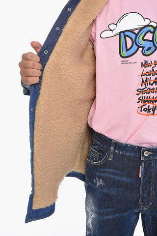 Giubbotto In Jeans Imbottito Con Cappuccio