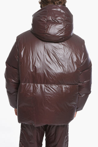 Piumino Puffer in Nylon con Cappuccio Removibile